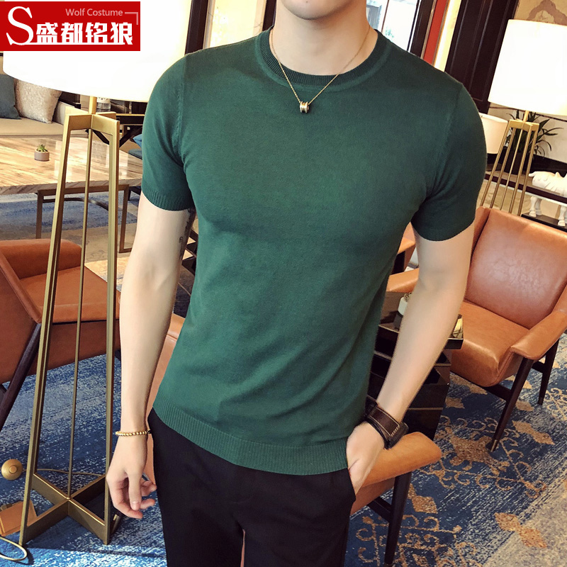 春季半袖t恤韩版潮流紧身毛衣