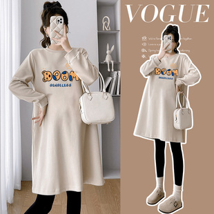 孕妇春秋冬装连衣裙2025新款时尚洋气慵懒小个子卫衣裙遮肚子上衣