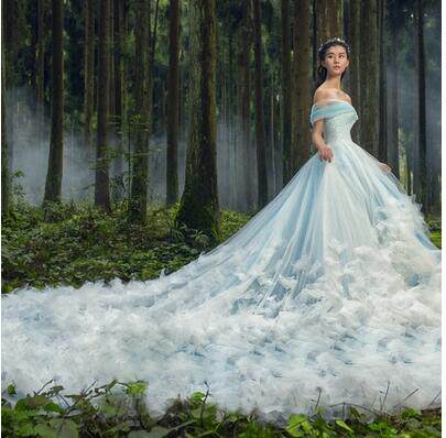 2016夏季新款影楼主题服装 个人写真外景摄影拍照婚纱大拖尾礼服