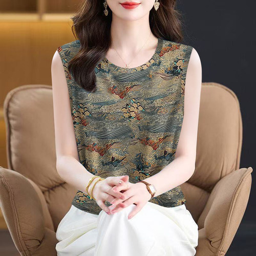 限购一件~撞色吊带背心女2026新款夏季宽松减龄遮肚无袖打底上衣