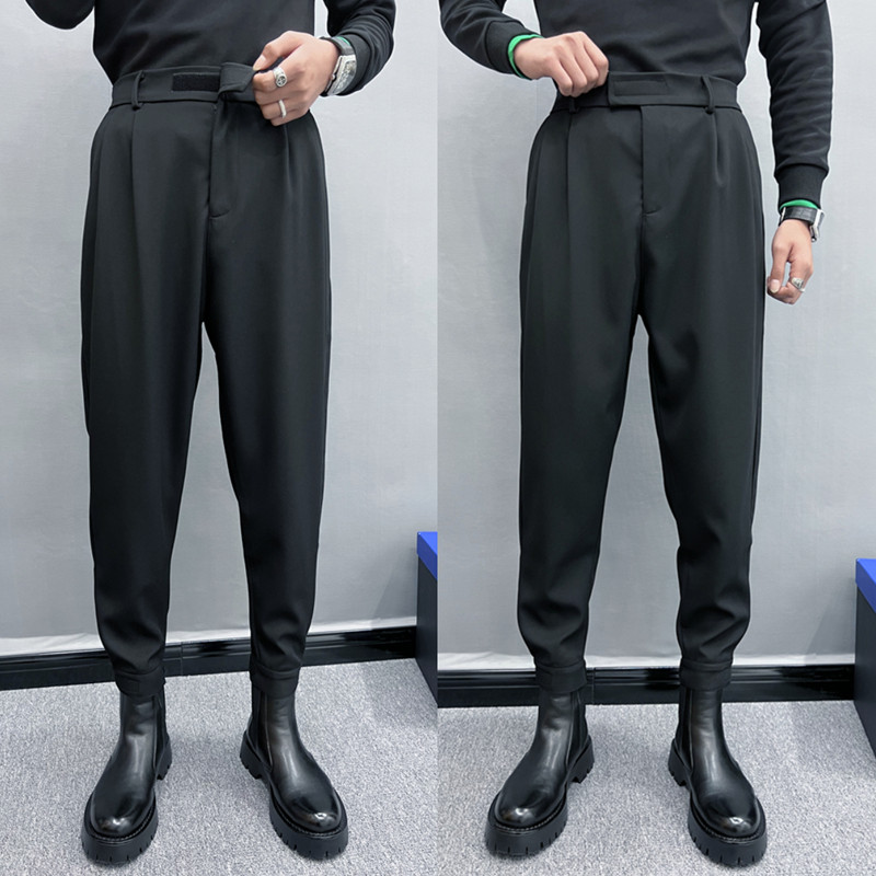 魔术贴束脚裤男秋冬垂感宽松休闲西裤搭配马丁靴九分裤痞帅哈伦裤,男装,休闲裤,淘宝优惠券,粉丝福利购,淘宝优惠卷