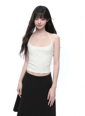King Prince休闲辣妹细肩带挂脖吊带白色简约百搭背心女黑色打底