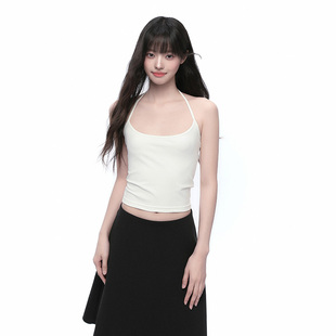 King Prince休闲辣妹细肩带挂脖吊带白色简约百搭背心女黑色打底