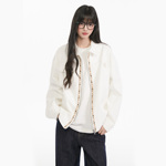 King Prince国潮小香风宝石织带拼接翻领夹克美式拉链情侣外套潮