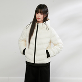 新款 King Prince撞色轻薄排骨羽绒服白鸭绒内胆连帽外套女冬季