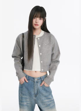 King Prince春季软糯潮流短款ins针织衫开衫慵懒风宽松毛衣外套