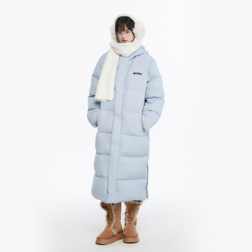 King Prince 2025冬季新品经典情侣同款保暖连帽中长款羽绒服女潮