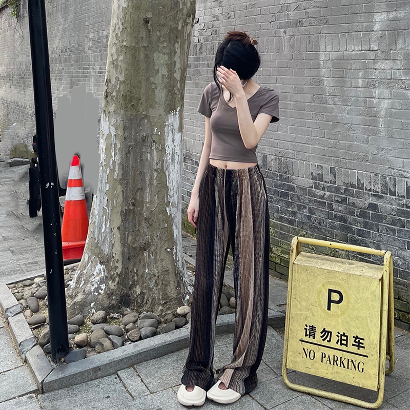 裤子夏季休闲直筒拖地长裤