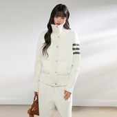 King 保暖白鸭绒外套 冬季 Prince条纹长袖 针织拼接羽绒服女轻薄款