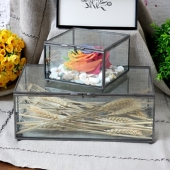 化妆品收纳盒 玻璃化妆刷收纳桶 笔筒收纳 玻璃铜条面膜收纳盒子