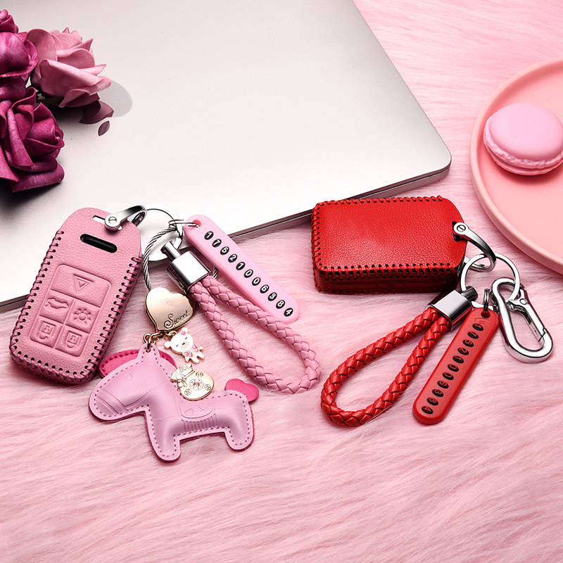 沃尔沃钥匙套女xc60 s90 xc40 xc90 s60l v40真皮钥匙包壳扣高档