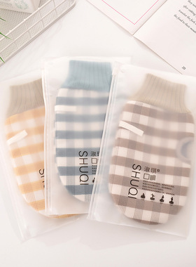 淑琪搓澡巾方格秀女澡巾强力搓泥露指澡巾 家用双面成人沐浴手套