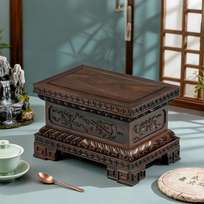 黑檀木莲花金刚底座摆件加高托架