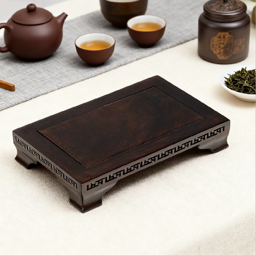 实木长方底座黑檀木雕摆件
