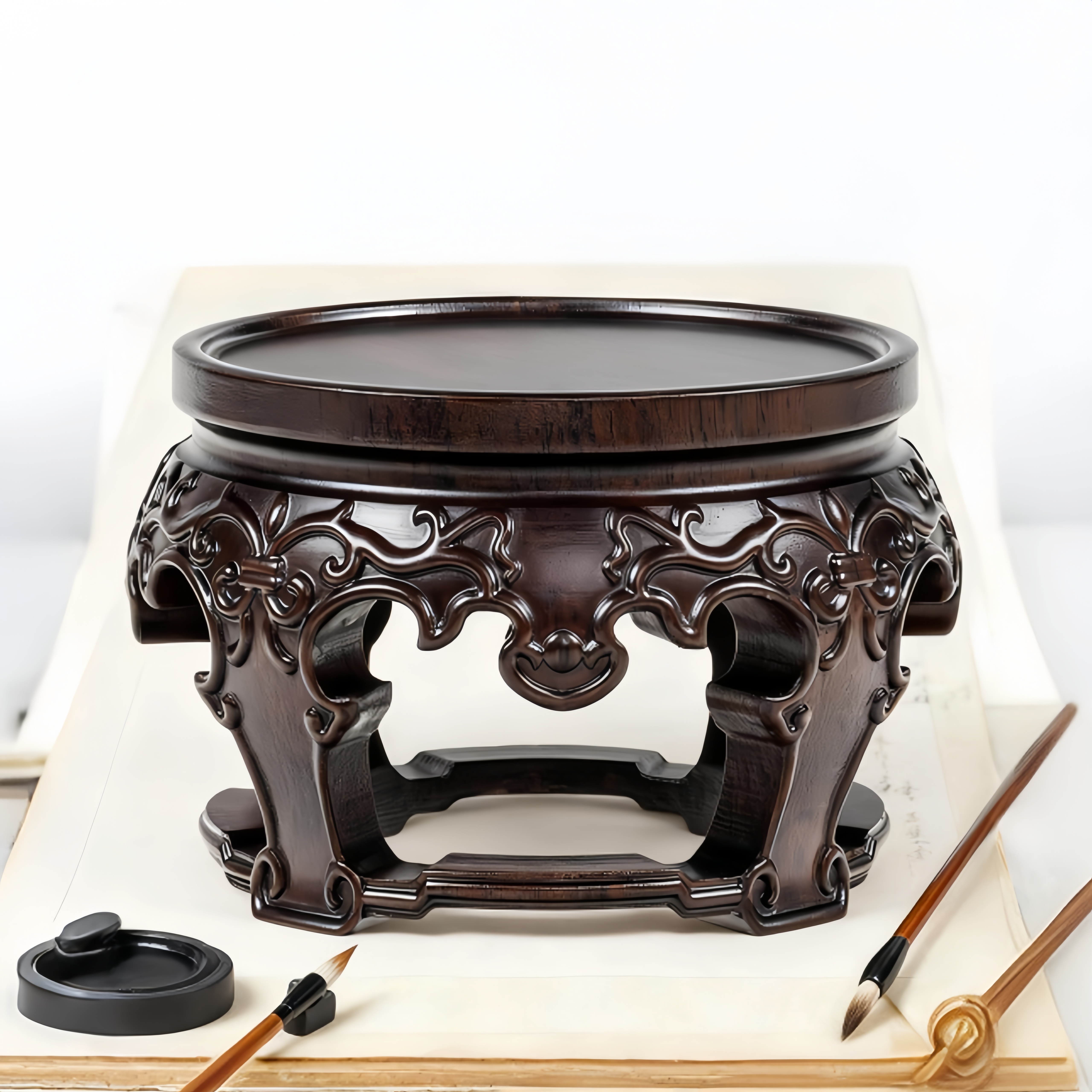 黑檀木实木底座整木雕刻