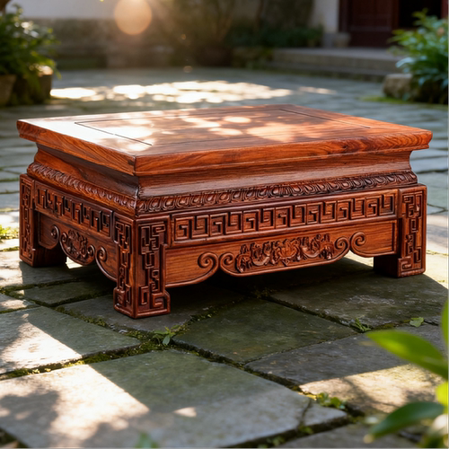 鸡翅木方形花瓶高脚托架