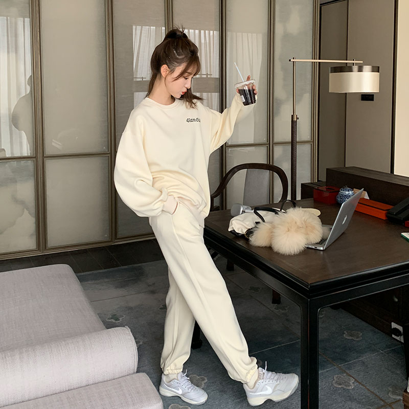 韩版时尚休闲圆领卫衣套装女2025春秋季新款宽松显瘦阔腿裤两件套,女装套装/套裙,2C187