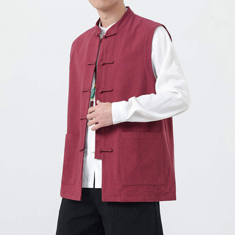坎肩亚麻茶禅服青年春夏唐装汉服