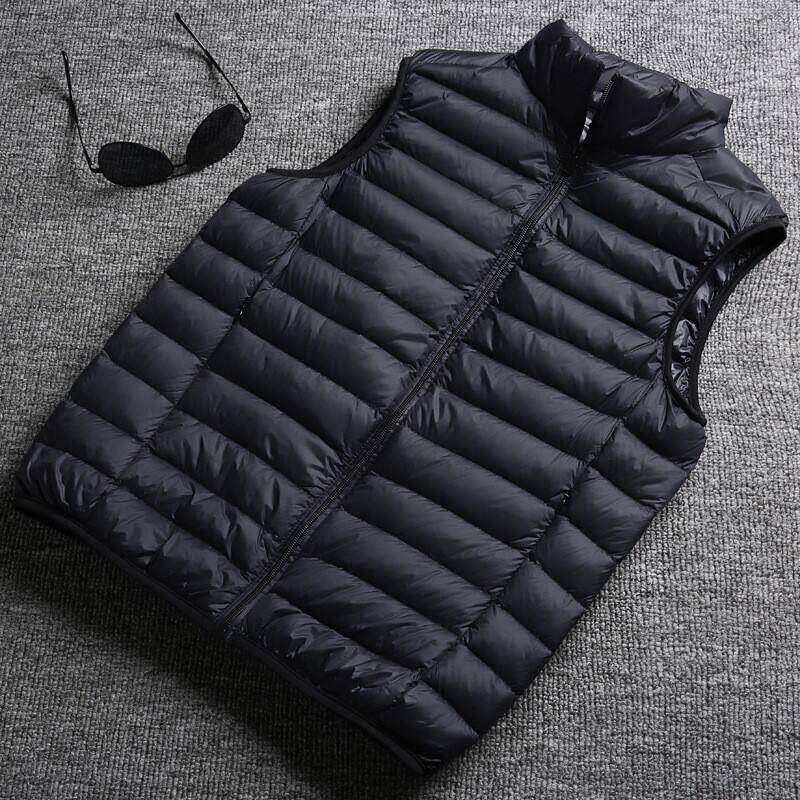 外贸反季羽棉服马甲男轻薄款背心坎肩立领马夹大码保暖秋冬装外套