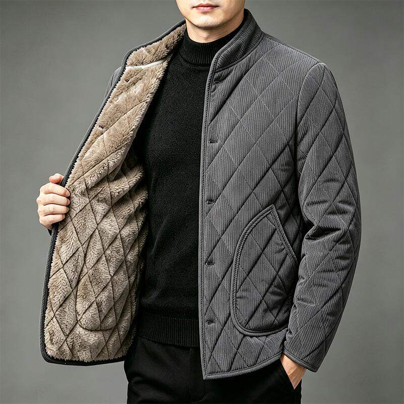 年灯芯绒保暖老人棉服棉袄上衣男