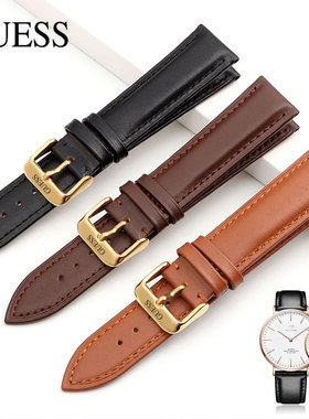 盖尔斯手表带男女款GUESS头层柔软牛皮W65006L精钢针扣表链配件20