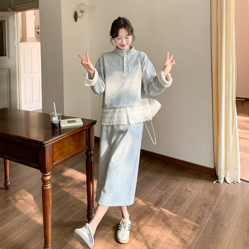 【现货26春新款】蕾丝花边拼接卫衣裙套装2B233-9823-P155控248,女装卫衣/绒衫,2B233
