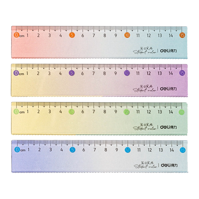 得力透明直尺子小学生专用多功能