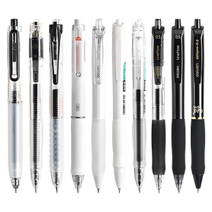 得力黑笔合集刷题笔按动笔中性笔高颜值黑色笔中性笔速干水性笔考试专用笔黑科技碳素笔