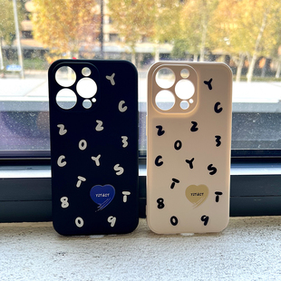 13液态硅胶软壳防摔ins风 定制字母日期情侣壳2025年新款 适用iphone16promax苹果保护套15pro韩系手机壳15