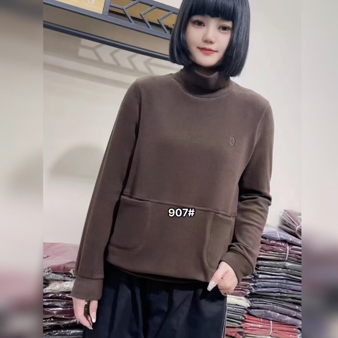 李明服饰907半高领套头卫衣女2025秋季新款宽松蛋白绒加厚打底