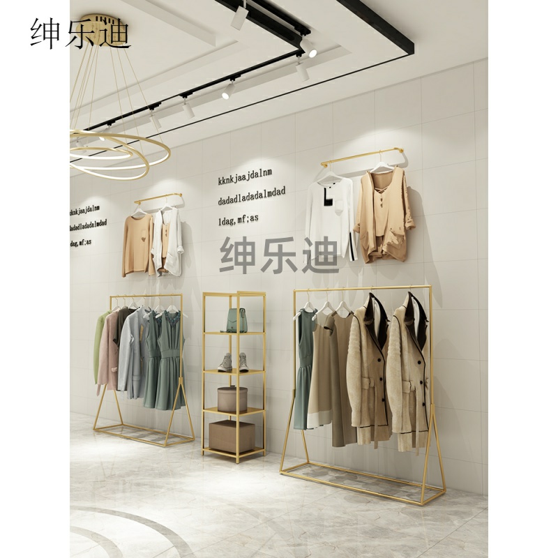 限9999张券服装店高档金色女装店铺货架挂衣架