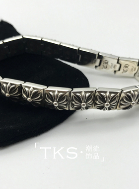 纯银时尚风方块手链大气款