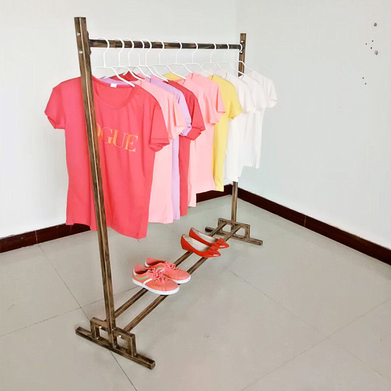 铁艺简易服装架男女服装店展示架挂衣架子童装落地式侧挂衣服货架