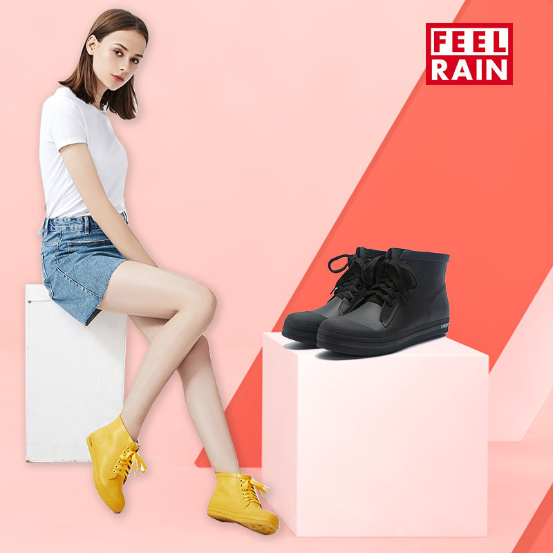雨鞋女式时尚款外穿橡胶短筒雨靴韩国防水帆布鞋防滑套鞋低帮水鞋