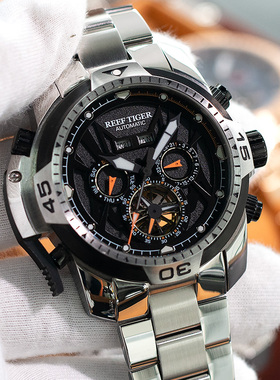 瑞夫泰格个性钢带手表男全自动多功能机械手表防水夜光表RGA3532