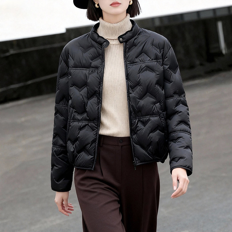 90白鸭绒咖色羽绒服妈妈款外头