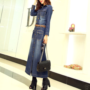 2026年春装新款欧美风女装牛仔裙连衣裙欧洲站欧货工装长款长裙女