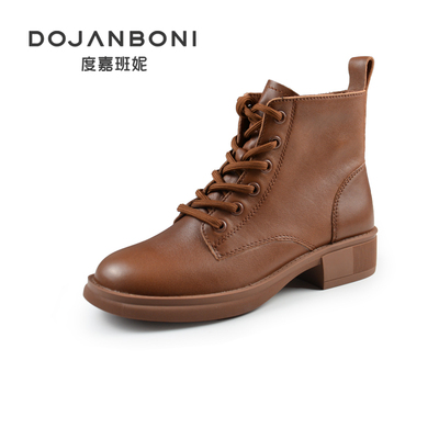 度嘉班妮休闲平跟侧拉链时装靴