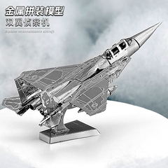 全金属拼装模型飞机铁DIY不锈钢3D立体拼图F15战斗机玩具双翼侦察