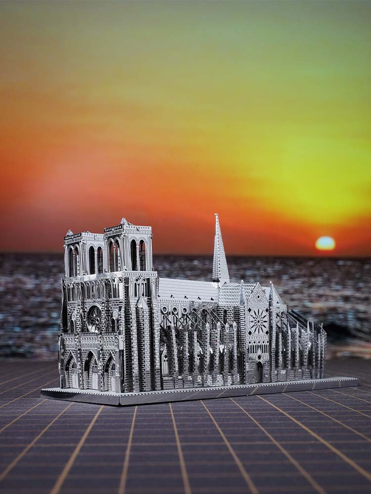 DIY拼装模型3D立体建筑金属拼图 法国巴黎圣母院街景埃菲尔铁塔