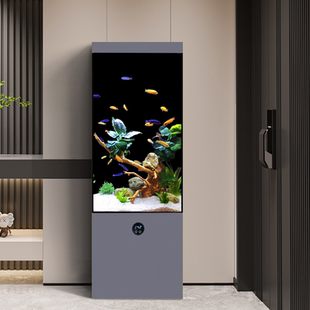 2025新款 鱼缸免换水客厅落地水族箱超白玻璃底过滤带柜子 竖形立式