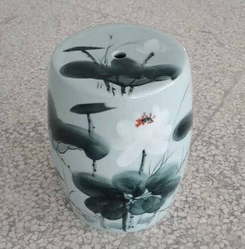 包邮景德镇手绘荷花陶瓷凳子