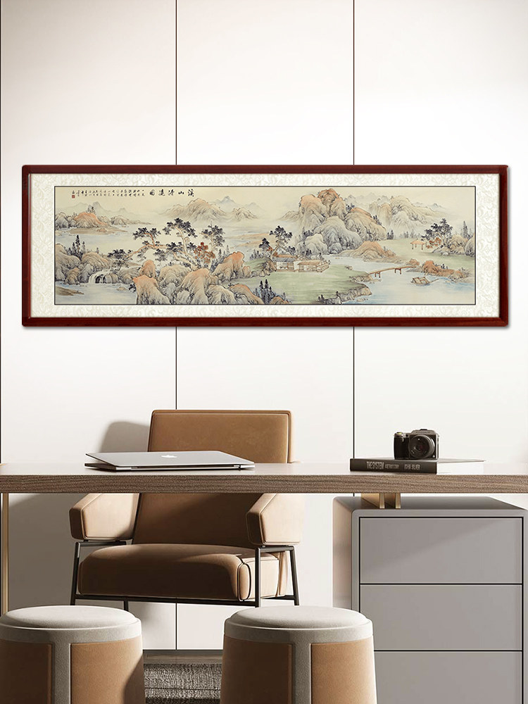 西山清远画手绘国画山水画客厅挂画新中国风办公室沙发背景墙装饰