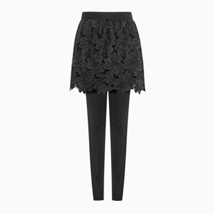 女蕾丝半身裙裤 带裙子 裙棉假两件打底裤 子高腰大码 一体外穿 裤