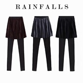 金丝绒假两件打底裤 裙 2024春秋外穿百褶加绒半身裙女裤 裙裤 女薄款