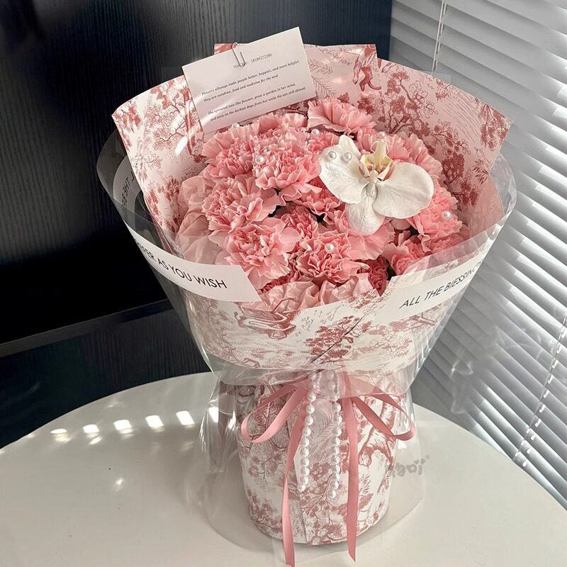 女神节创意粉色康乃馨花束仿真永生花生日礼物三八女节送妈妈女友图片