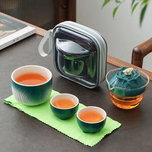 旅行茶具便携式 小套快客出差神器创意 户外民宿泡茶露营装 备轻奢款