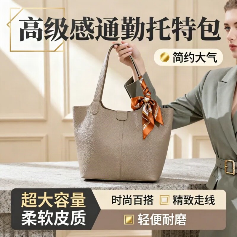 简约风女士托特包通勤包女包时尚潮流通用款单肩包高级感大包