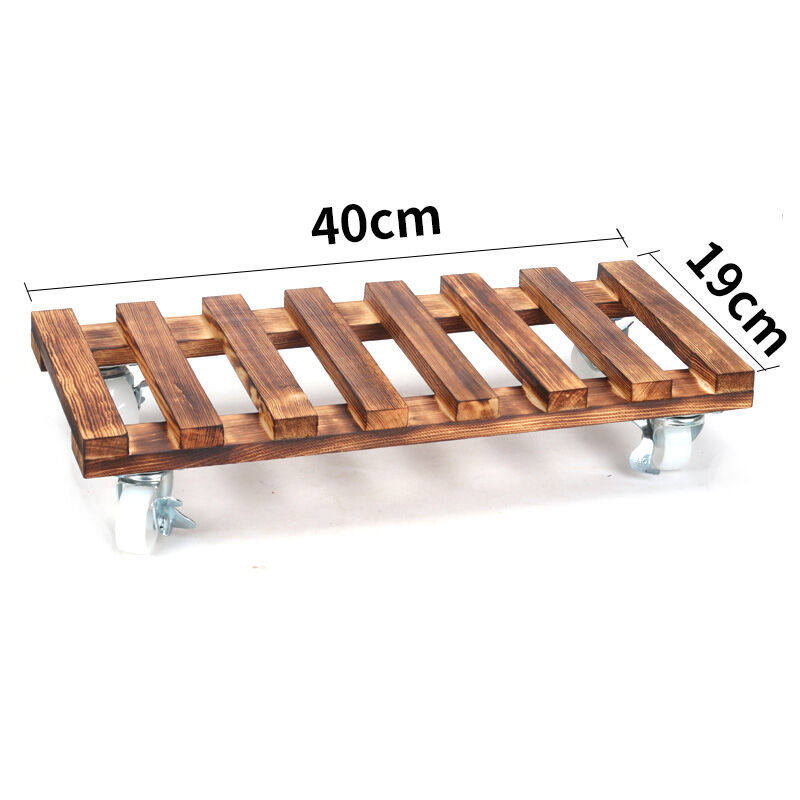德沃多移动托盘滚轮花盆底座木质万向轮移动花托圆形长方形花盆托