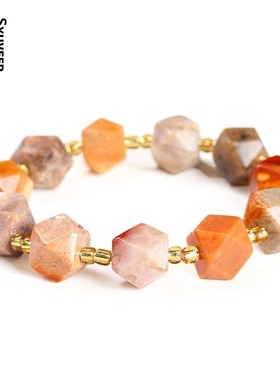 天然珊瑚玉六芒星手链